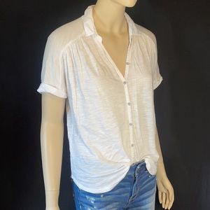 Lucky Brand White Short Sleeve Button Up